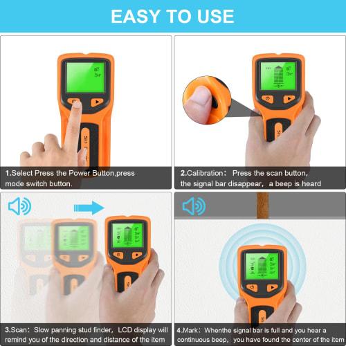 ERYUE HW430 5 in 1 Stud Detector Wall Scanner Digital Handheld Professional Multifunction Wall Detector Live Wire Cable PVC Water Pipe Metal Finder Sc