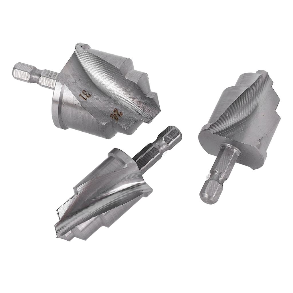 3 szt. Wierteł do pogłębiania z trzpieniem sześciokątnym 1/4 cala Stopniowane rozwiertaki do naprawy rur wodnych PVC PPR