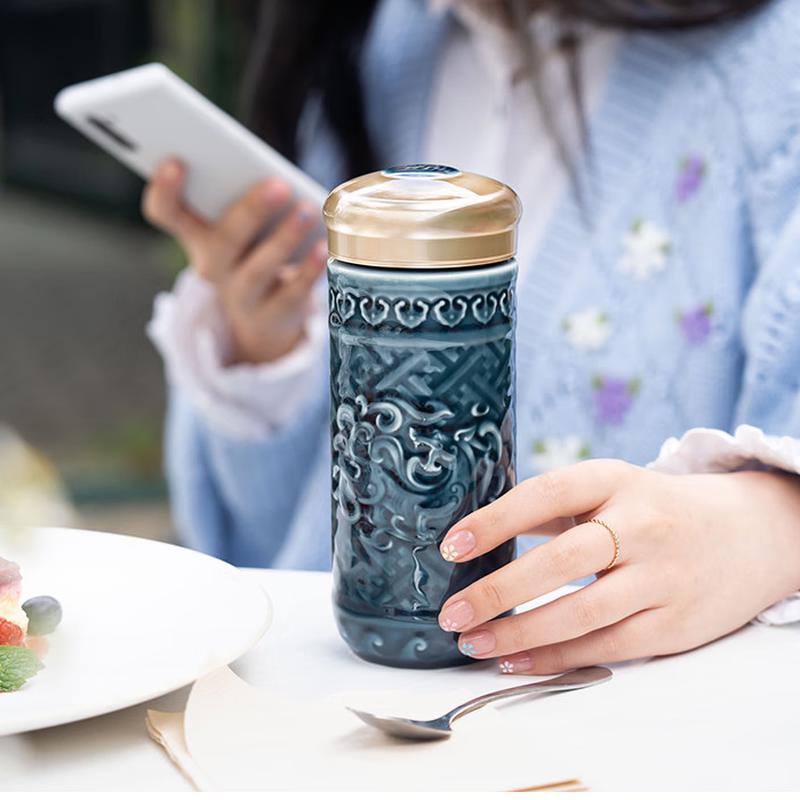 Acera Liven Auspicious Dragon Ceramic Double-Layer Cup