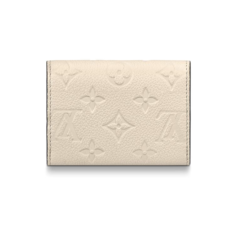 Louis Vuitton Rosalie Solid Color Embossed Soft Grain Leather Card Holder Wallet Women Wallet Beige M81445