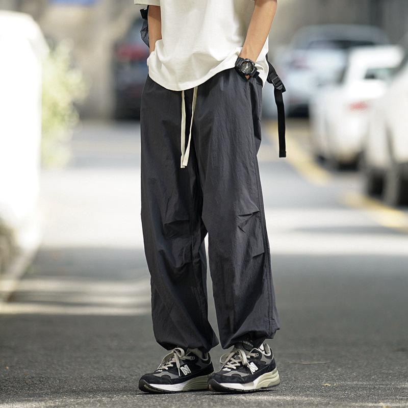 

Мужские летние быстросохнущие брюки-парашютисты из ледяного шелка — тонкие, свободные, модные повседневные рабочие брюки с девятью точками XXL