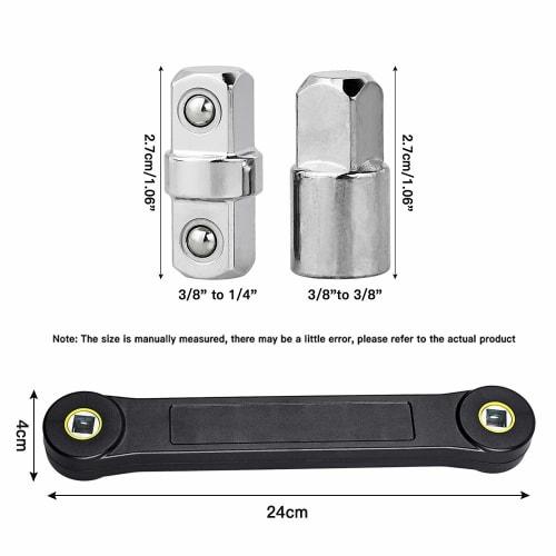 LXB Universal Extension Wrench, 3/8" Ratchet Wrench, Extender Socket Extension Bar, Socket Ratchet Wrench for Hard-to-Reach Places, Works with Impact