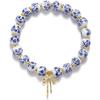 Temperament national style blue and white porcelain round bead fringed necklace, simple and versatile high-end necklace