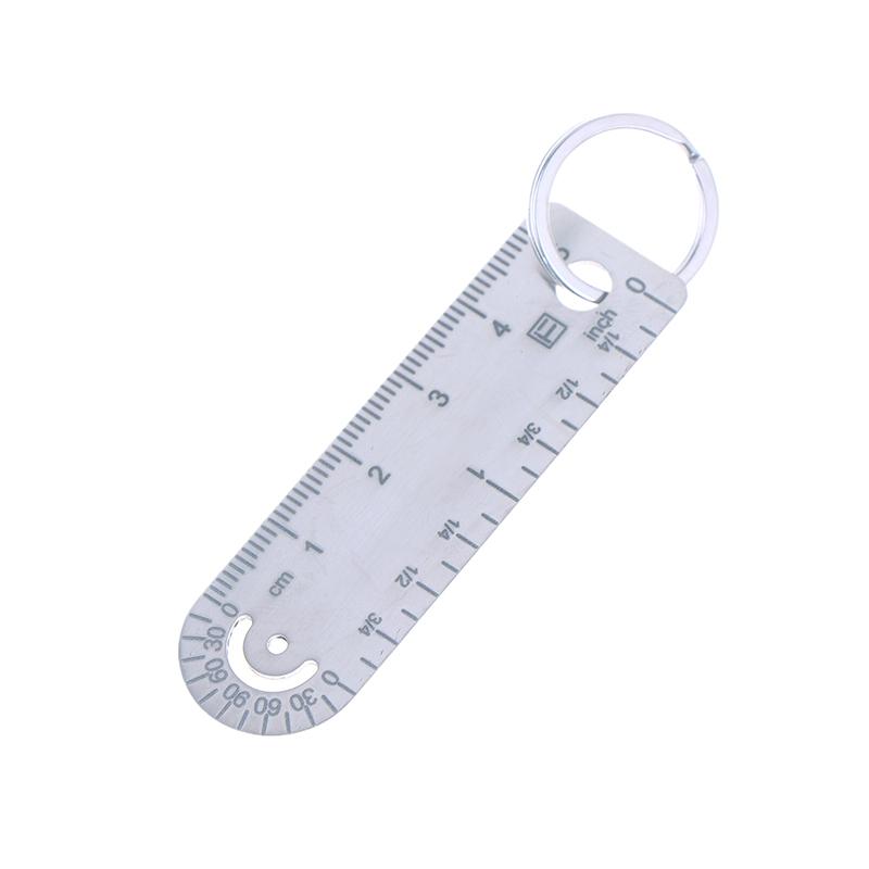 1Pc Portable Mini Titanium Alloy Ruler Titanium Small Ruler Keychain Pendant Keychain Accessories Outdoor Tool