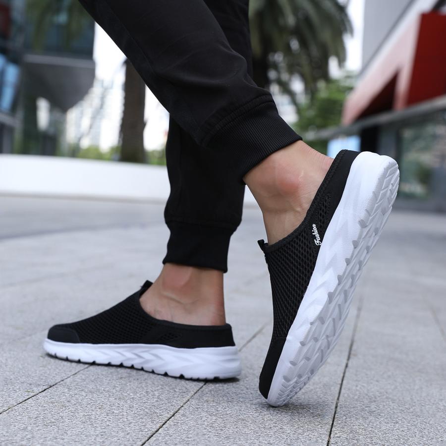 YRZL Men Half Slippers Man Shoes Anti Slip Sneakers Casual Shoes for Man Lightweight Male Flat Slipper Mens Beach Sandals Summer