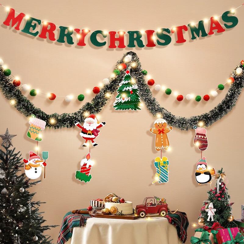 Рождественская мишура, гирлянда и баннер для украшения