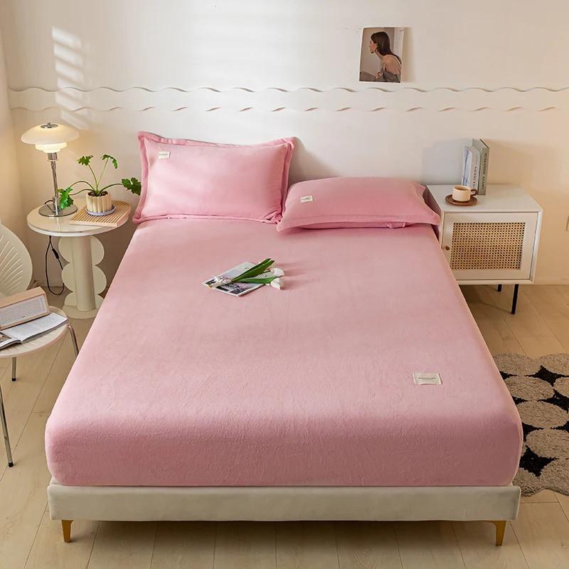 High-quality Soft Velvet Fitted Sheet with Elastic Bands Non Slip Adjustable Mattress Covers for Single Double King Queen Bed 160x200cm