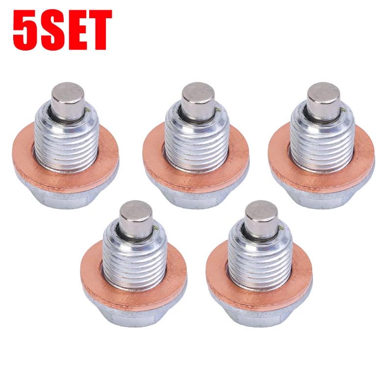1/2/5set Magnetic Oil Drain Plug M12*1.25 Screw Gasket Set Car Engine Accessories for Most Infiniti Exus Nissan Scion Toyota
