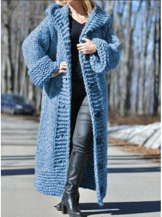 Women's 2025 Winter Hooded Knit Cardigan Sweater Coat