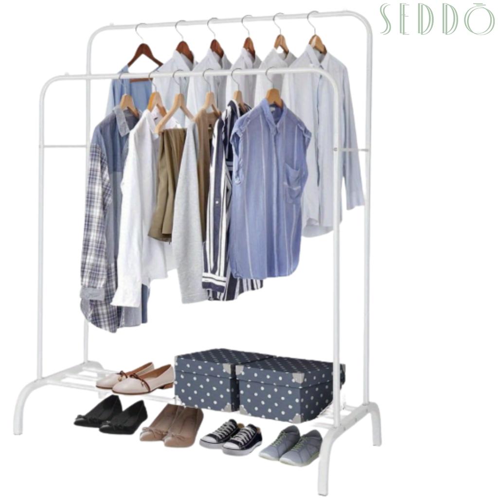 Metal clothes hanger standing hall wardrobe solid shelf large