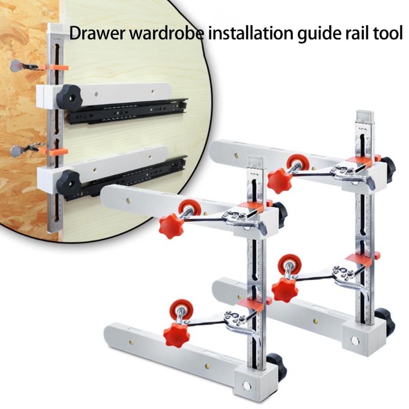 Upgrades Steel Drawer Rail Alignment Jig with Extendable Length Design Cabinet Slide Installation Tool for DIY Projects
