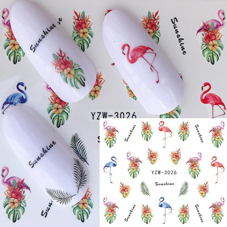 1 Sheet Flower Series Nail Art Water Transfer Sticker Full Wraps Deer Lavender Tattoo Flamingo Nail Tips DIY Decals Decoration