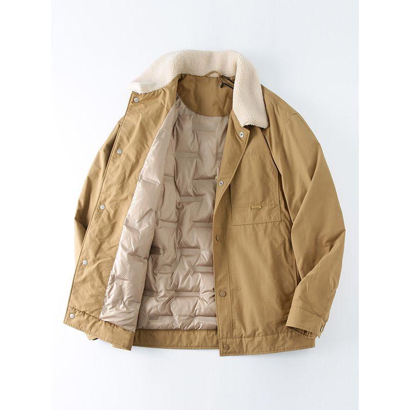 Lamb Wool Lapel down Jacket Men Short Winter Jacket Lightweight Cotton Jacket Export Cattle Goods Parka Cotton Coat Jacket