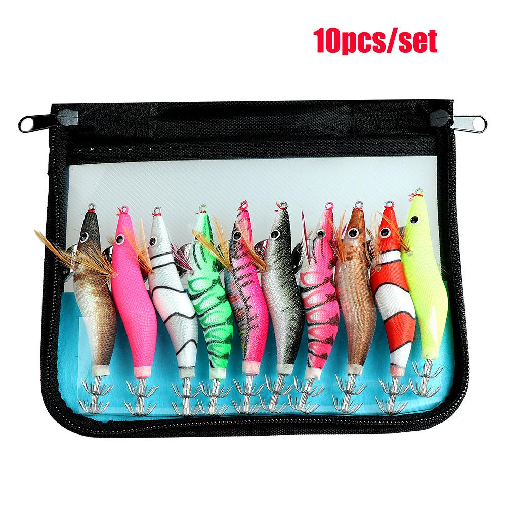 

10Color Wrapped Luminous Wooden Shrimp Lure Bait2.5No.3.0No.3.5Special Bionic Bait for Sea Fishing Bass and Red Snapper All-in-O 8CM 7.2G