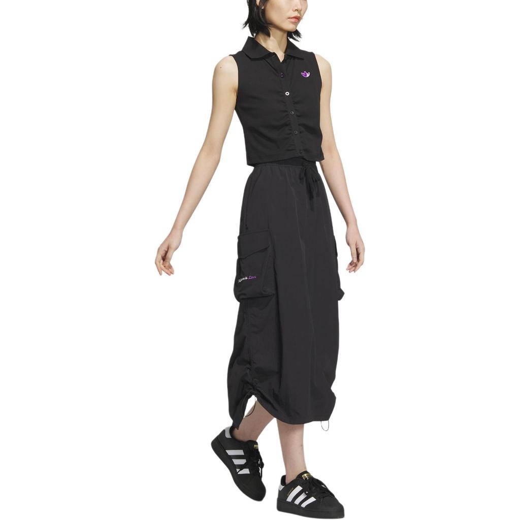 Adidas Originals Chinese V-Day Casual Long Skirt Women Skirts Black JM2713