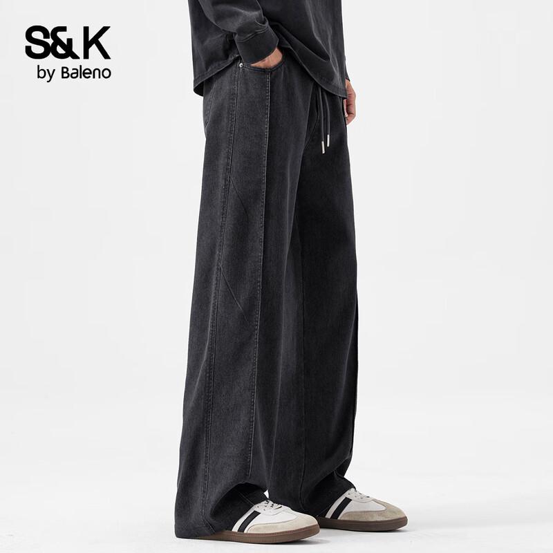 

Baleno S&K Men s Relaxed Fit Straight Leg Faux Denim Casual Trousers 3XL