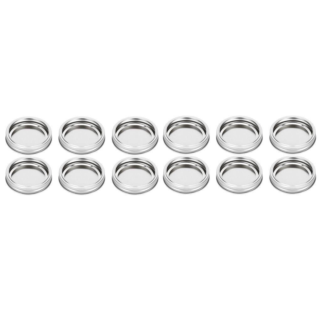 12Pcs Stainless Steel Split Type Glass Jar Lids Round Leakproof Sealing Covers Kitchen