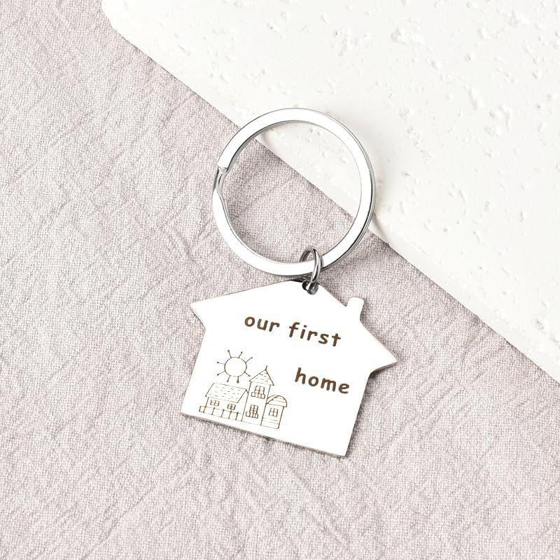 Our First Home House Stainless Steel Keychain New House Warm Design Fashion Keyring Practical Housewarming Gift