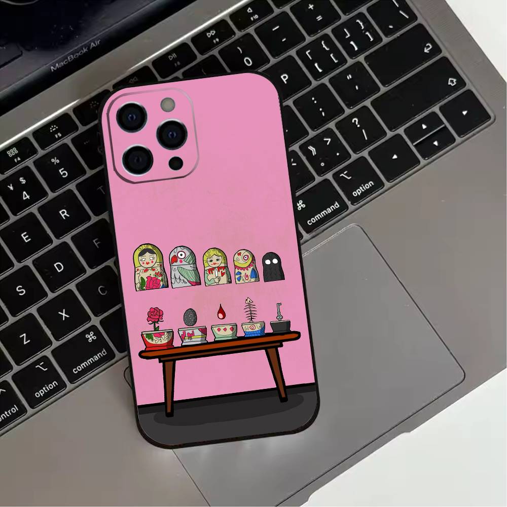 

Russian Dolls Matryoshka Phone Case For iPhone 17,16,15,14,13,12,11 Plus,Pro Max,XS,Soft Silicone Black Cover iPhone14