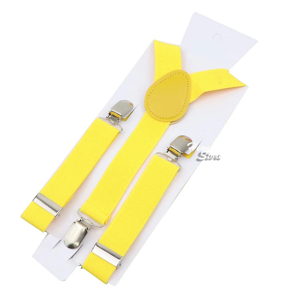 Men Kids Yellow Khaki Brown Suspender Bowtie Set Elastic Adjustable Y-Back Braces Straps Daily Father-Child Braces Accessory