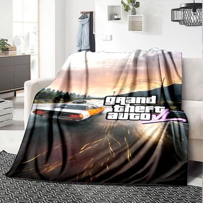 1 peça Cobertor Macio de Flanela Grand Theft Auto com Estampa de Designer Um cobertor aconchegante para todas as estações, perfeito para o sofá, cama, escritório