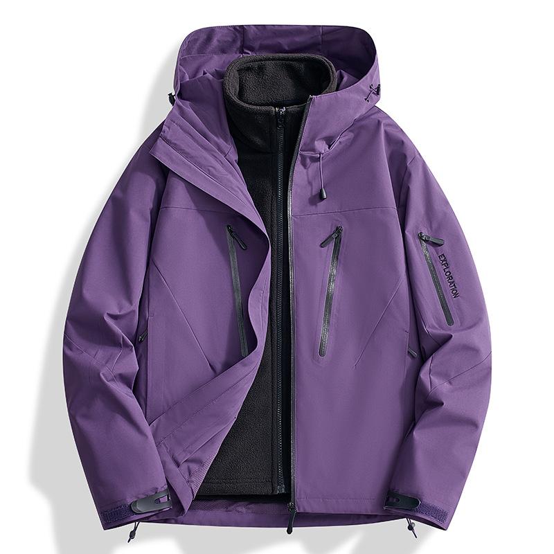 Bergsteigen Outdoor Herbst und Winter Herren und Damen Gleicher Stil Jacke Drei-in-Eins Paar Kapuzen-Bergsteigeranzug Winddicht Wasserdicht