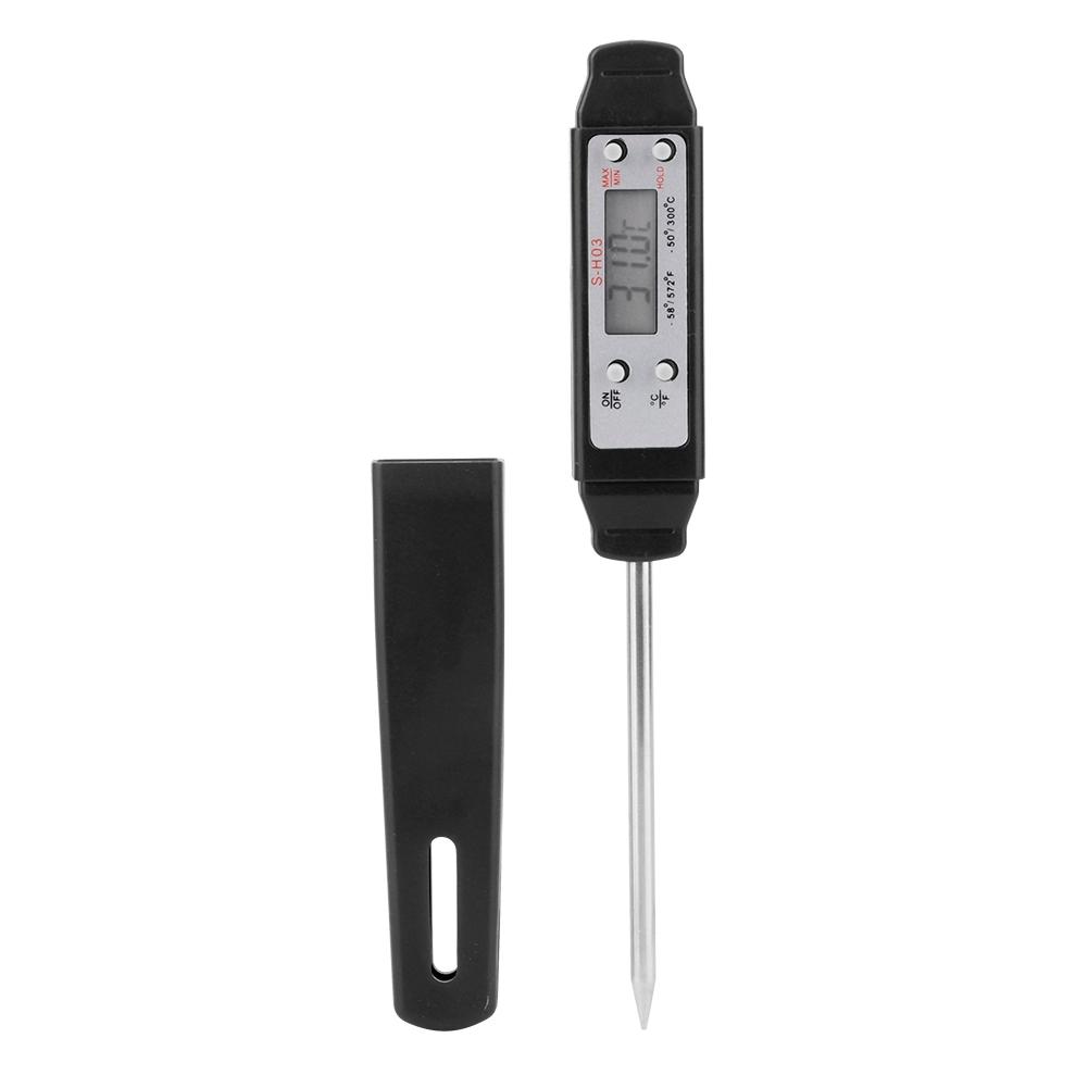 Tragbares digitales Stiftthermometer mit langer Sonde für Küche Kochen BBQ Fleisch Frittieren Lebensmittel Milch Schwarz