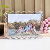 Sleek Scalloped Design Magnetic Photo Frame Transparent Thicken Acrylic Photo Frame Freestanding Design Scalloped Photo Frame