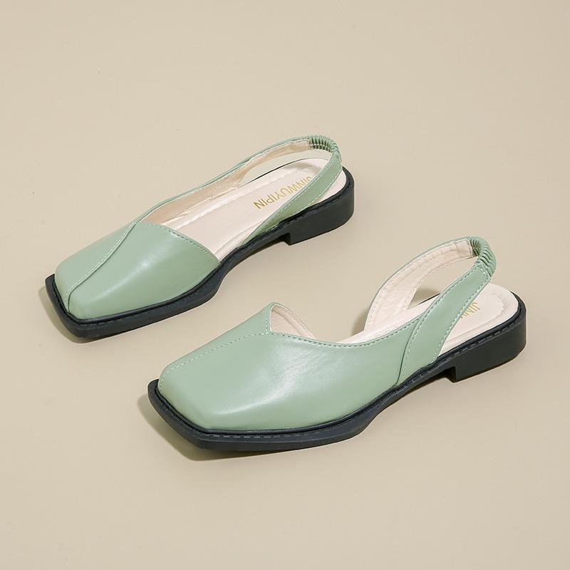 Women's Low Heel Square Toe Sandals, Closed Toe with Side and Back Cutout Casual Daily Footwear
