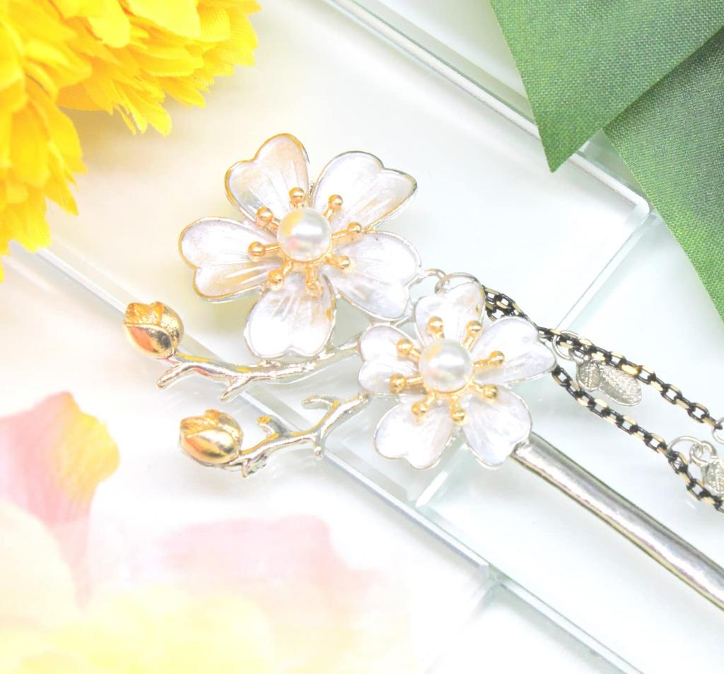 [Miaomyao] Miaomyao Hairpin (Kanzashi) - Single Hairpin for Japanese Traditional Clothing (Tomesode, Kimono, Etc.) - Metal, Antique Style, Cubic