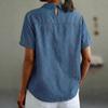 2026 European Spring/Summer Women's Casual Loose Lapel Faux Denim Short Sleeve Shirt