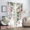 2PCS Digital Printed Curtains, Pink Ink Flower Marks Pattern, Beautiful Window Drapes for Living Room Bedroom Home Decor