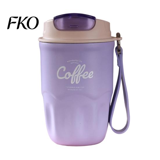 Office Drinking Cup Insulated with Handle, 360ml Capacity, Double-Layer Vacuum Insulation Design, Compact Water Bottle Durable Stainless Steel 360ml фиолетовый