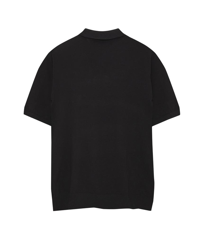 IRONYPORNO WHITELINE 86-Iro354 Multi-Stripe Snap Collar Short Sleeve Knit Black