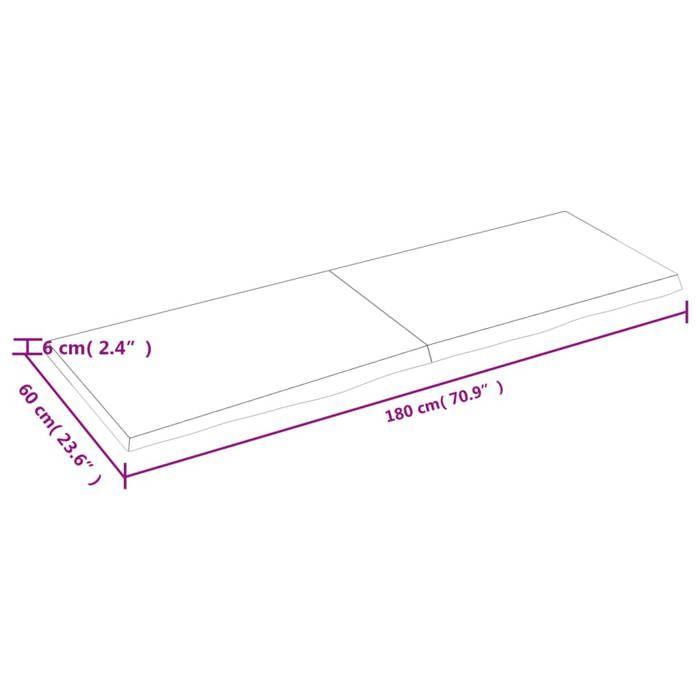 VidaXL Dessus de bureau gris foncé 180x60x6 cm bois chêne traité 3156457