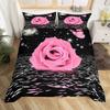 Golden Red Rose King Queen Duvet Cover Romantic Floral Bedding Set Valentine's Day Flowers Quilt Cover Polyester Comforter Cover