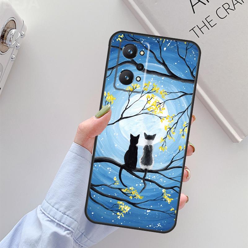 Space Happy Cats For Realme 11 10 12 13 14 Pro Plus GT 5 6 6T GT7 Pro C67 C61 C53 C51 C21Y C25S C55 C75 Case