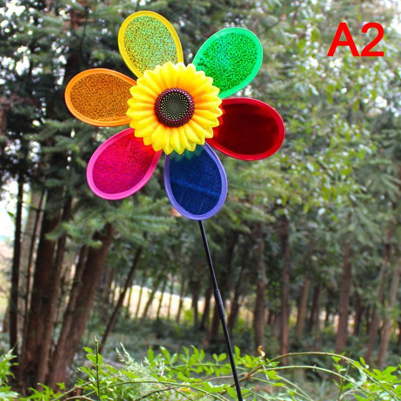 New Colorful Rainbow Sun Flower Spinner Wind Windmill Garden Yard Outdoor Decor
