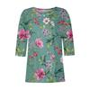Women's Fashion Casual 3/4 Sleeve Buttons Print U-Neck Pullover Top Blouse