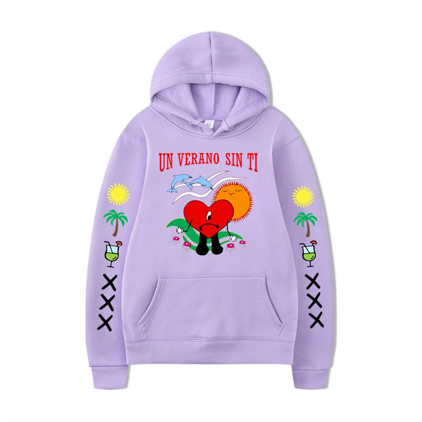 Un Verano Sin Ti Hoodie Bad Bunny Hooded Print Sweater Men And Women