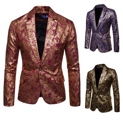 Lässige Anzugjacke für Herren im Ethno-Stil mit Bronzing-Blumenmuster im Herbst und Winter