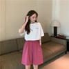 Women's Cotton Embroidered Summer Shorts - Korean Style, Loose Fit, High-Waist, Wide-Leg Casual Five-Point Pants