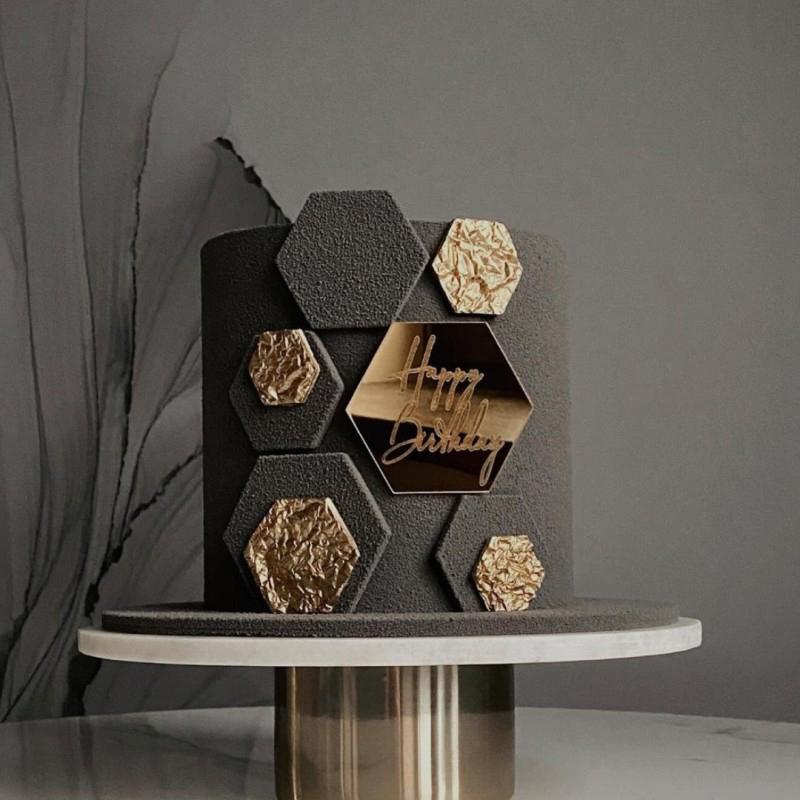 1Pcs Birthday Party Cake Decoration Acrylic Hexagon Cake Toppers Happy Birthday Gift Decor Cupcake Dessert Accessories