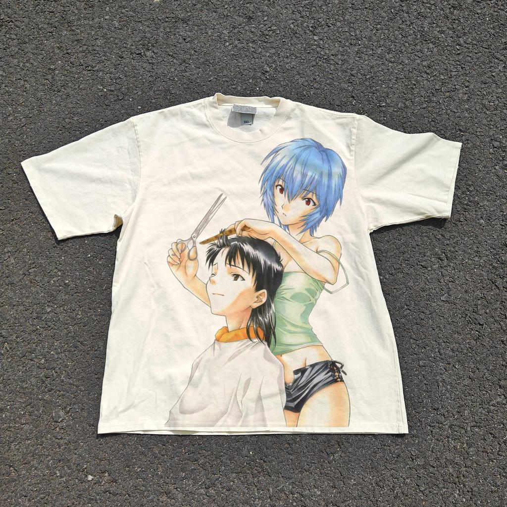 Y2k Harajuku Anime Pattern Top Short-sleeved High Street Style Top T-shirt High-quality Rest Sports Top Men's women's T-shirt