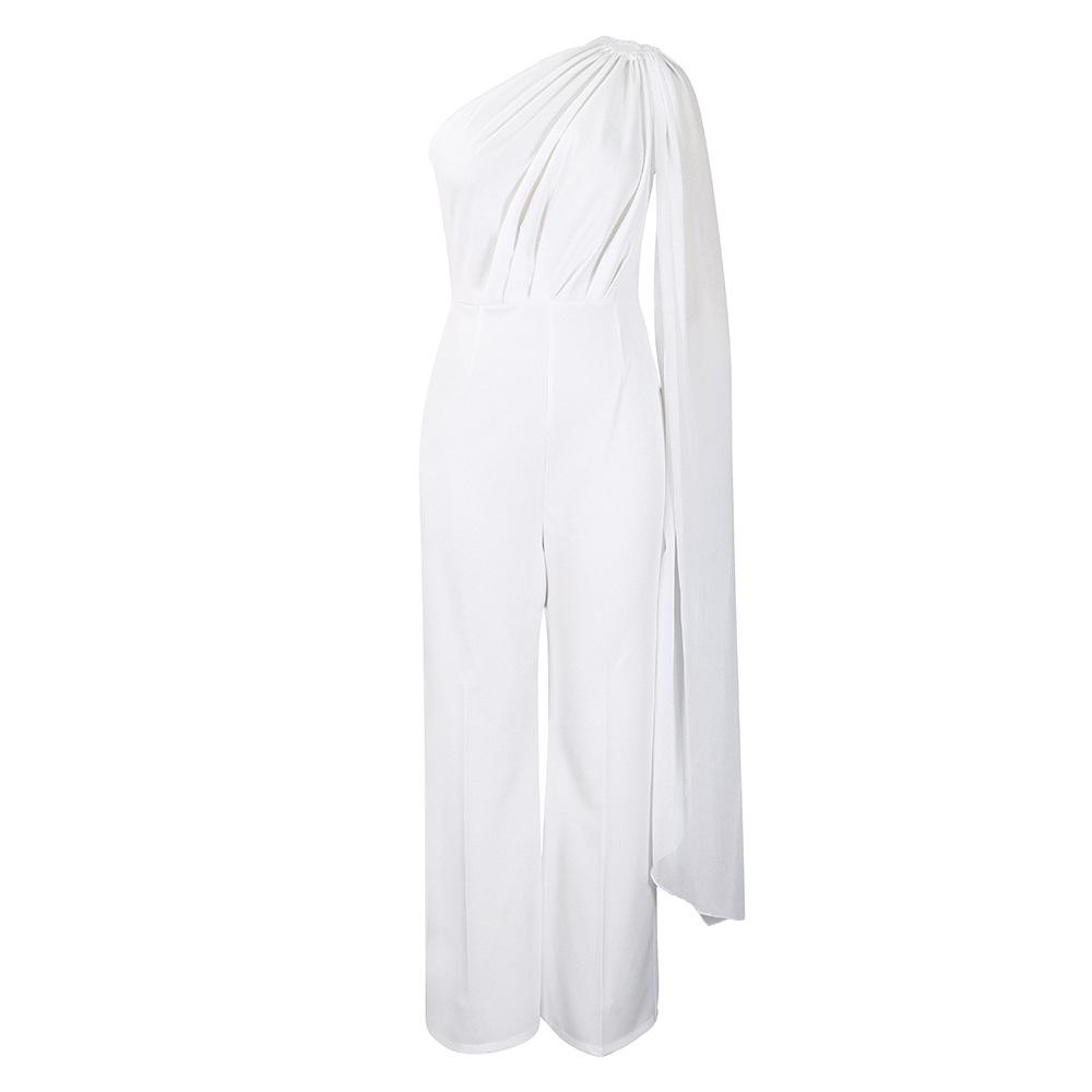 Dámské jednobarevné šaty na jedno rameno OL na banket a africký overal