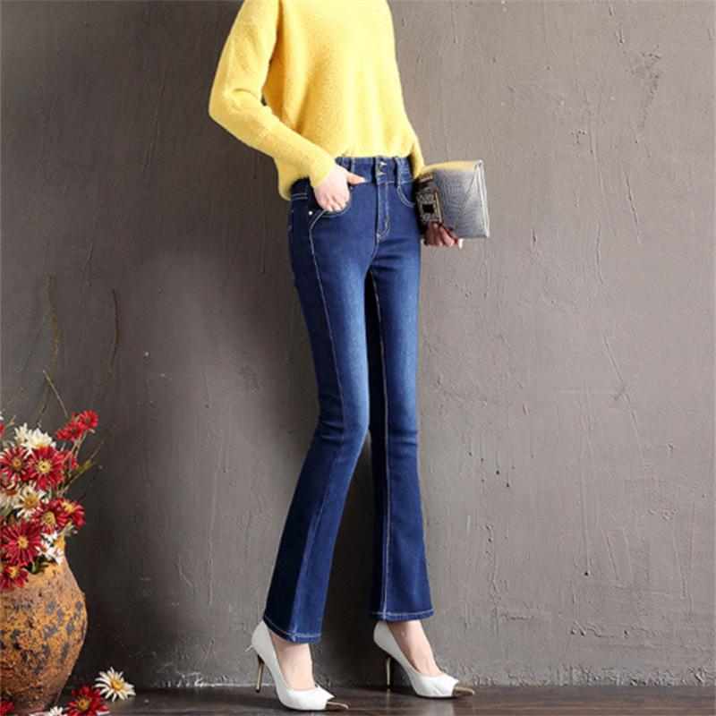 2022 Winter Jeans New Retro Fashion Korean Solid Warm Thicken Pencil Pants Skinny JeanPants High Waist Slim Leisure Trousers