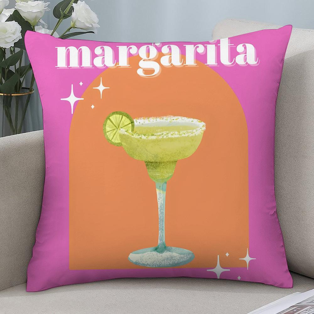 Margarita Cocktail Art Pillow Case Short Plush Pillow Covers Sofa Decorative Gift Home Double-sided Printing Cushion Cover
