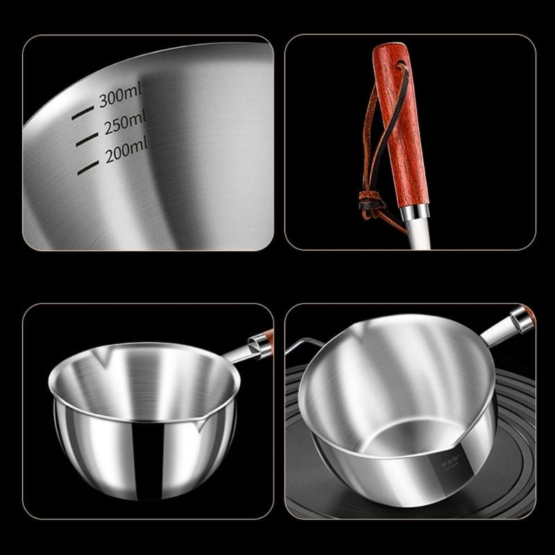 Mini Oil Pan 304 Stainless Steel Flavored Oil Pan Small Household Fried Egg Pan Hot Pan Hand-held Anti-scalding Pan for Kitchen