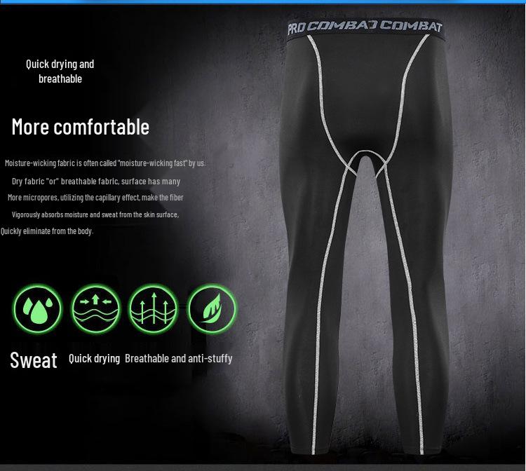 Men's Quick-Dry White Compression Capri Pants for Running and Basketball