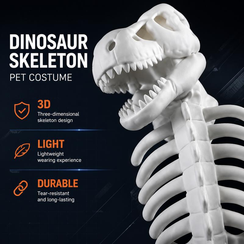 Plush Pet Costume for Halloween Party Dogs Cats Small Pets Glow in Dark 3D Skeleton Soft Fabric Adjustable Harness Costume Props